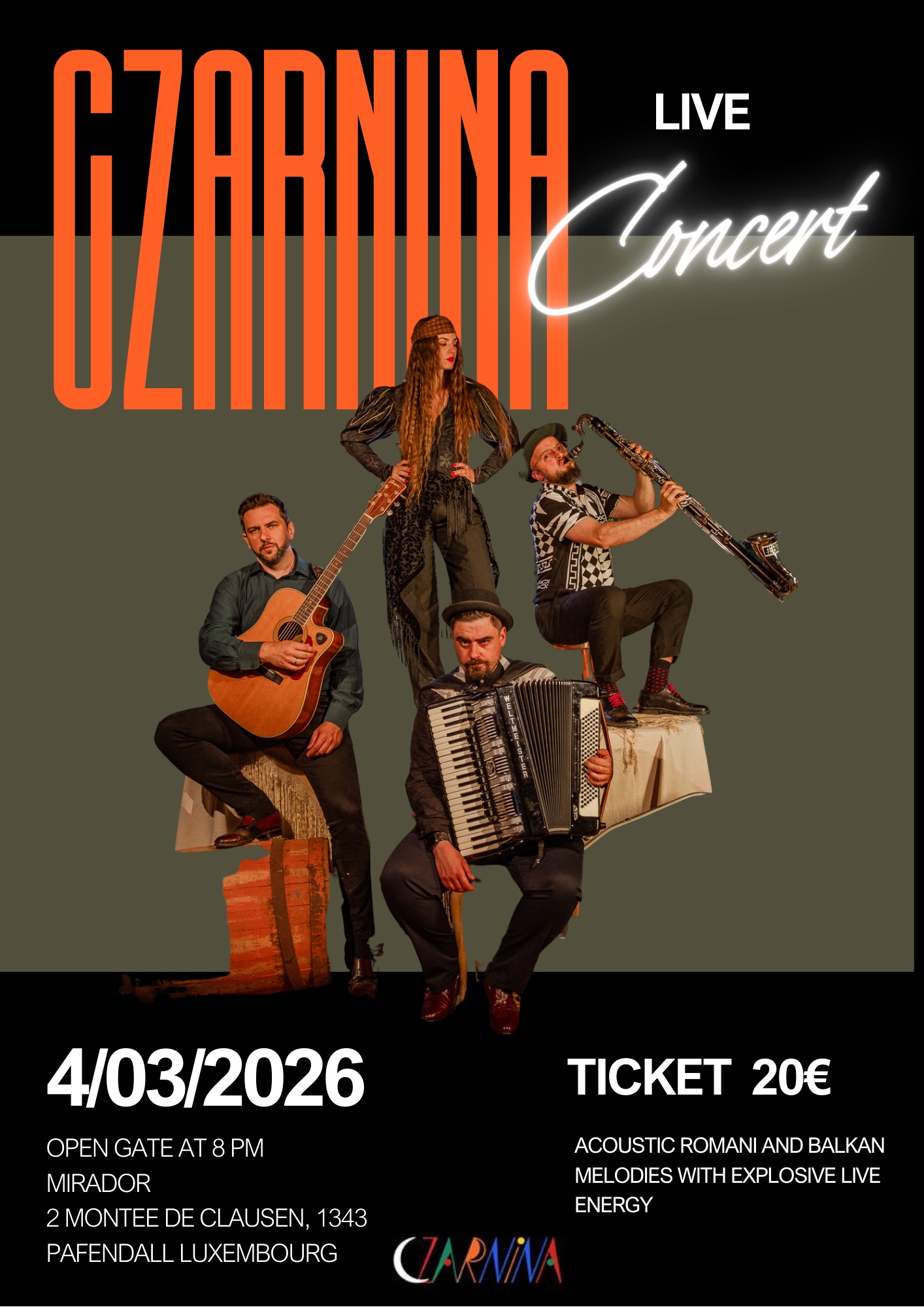 Koncert zespołu „Czarnina” w Miradorze (środa, 4 marca)